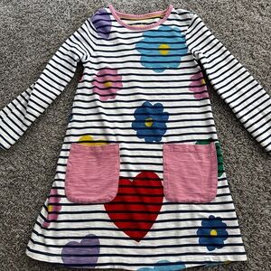Mini Boden Blue and White Striped Top with Pink Trim